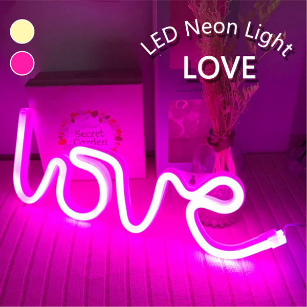 Ledネオンライト ライト ネオンライト インテリアライト Love Iove Led ピンク クリームイエロー アメリカン雑貨 パーティー イベント 雑貨 可愛い お洒落 デコレーション おすすめ Aqua Co Ltd